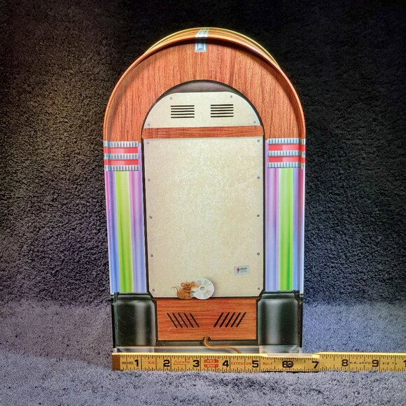 VINTAGE JUKEBOX COMPACT DISC STORAGE CONTAINER...METAL WARE... DOOR IS EMBOSSED - Picture 8 of 8